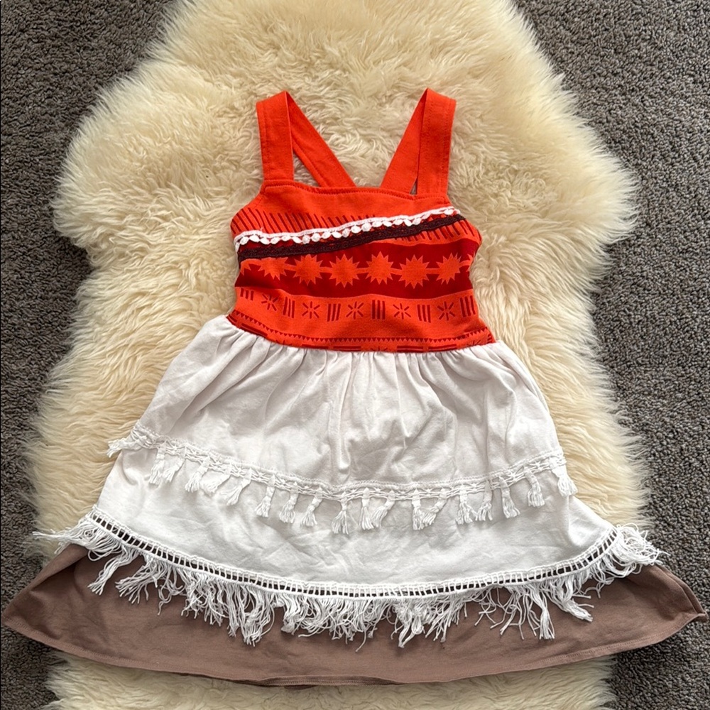 “Moana” inspired cotton dress up Sleeveless Dress with Fringe